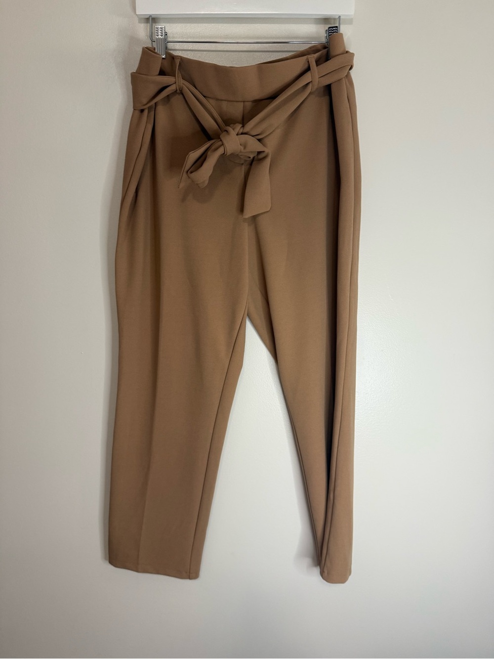 Jules & Leopold High-Waist Paperbag Trousers Tie Belt straight leg Brown size XL